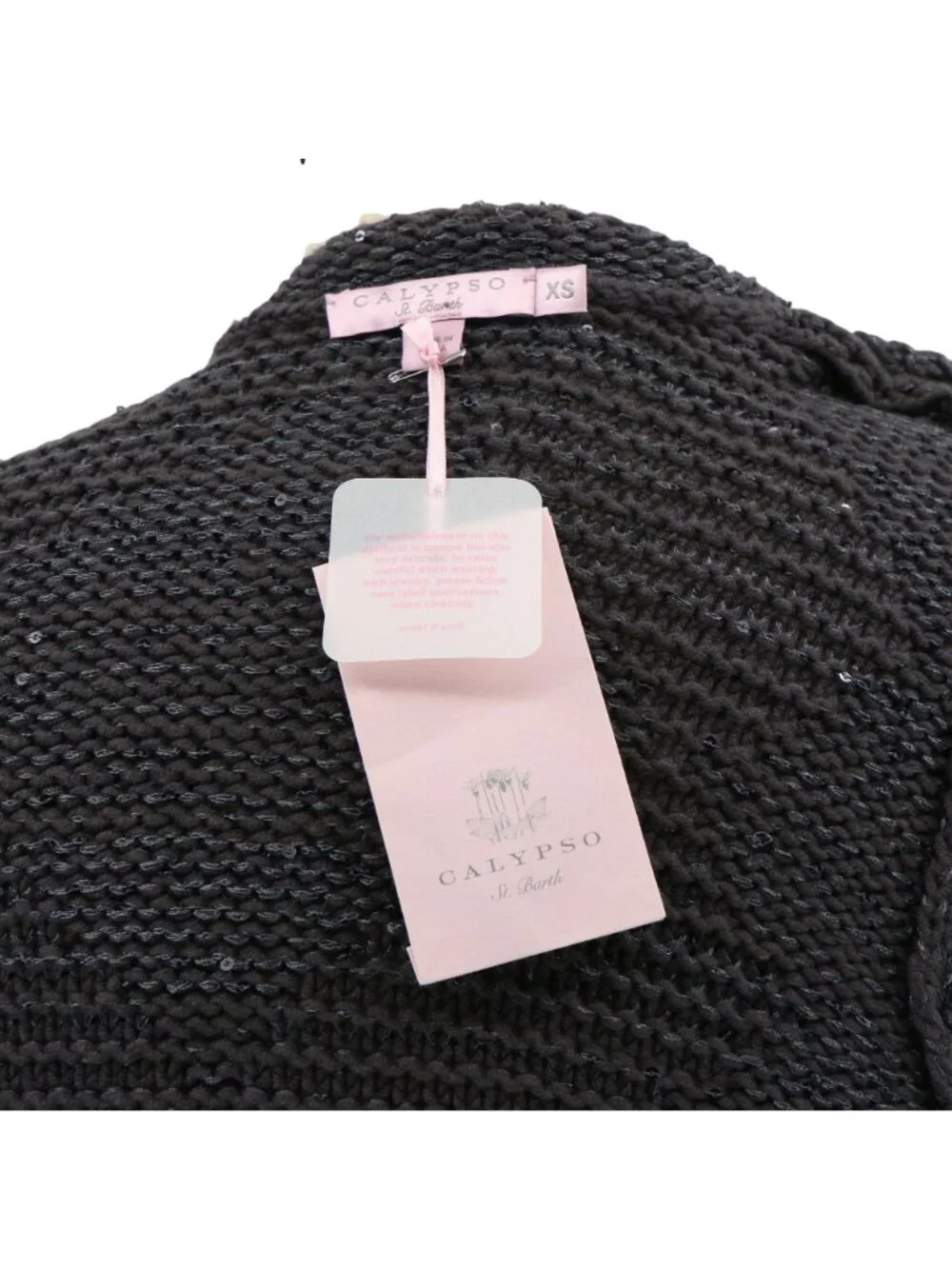 NWT Calypso St. Barth Open Front Metallic Sequin Gray Knit Cardigan Sweater XS